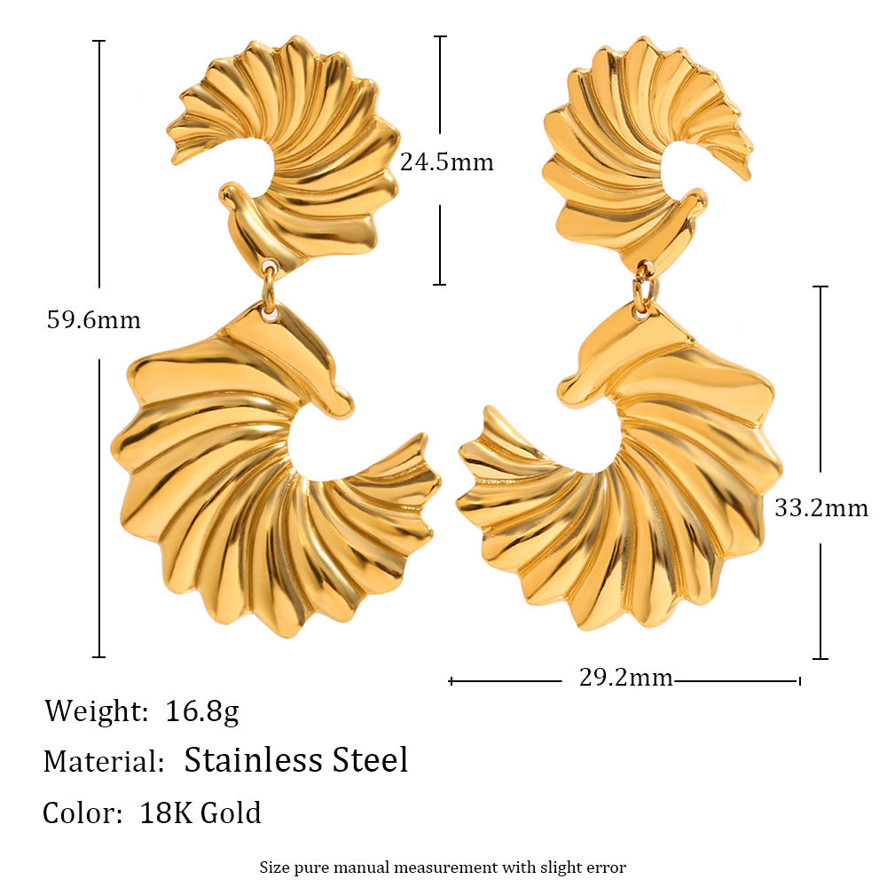 Minimalist Geometric Stainless Steel Earrings with 18K Gold Plating for Women