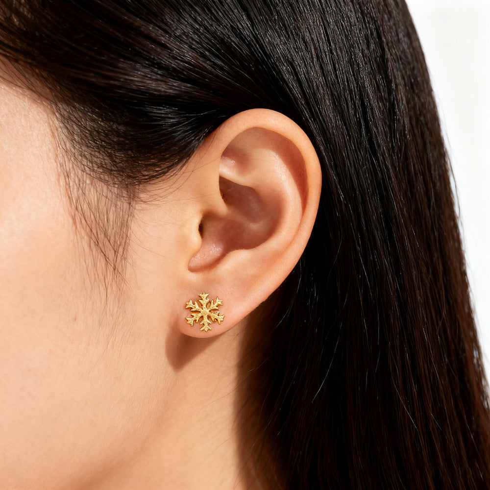 Minimalist Luxury Snowflake Plated Alloy Earrings