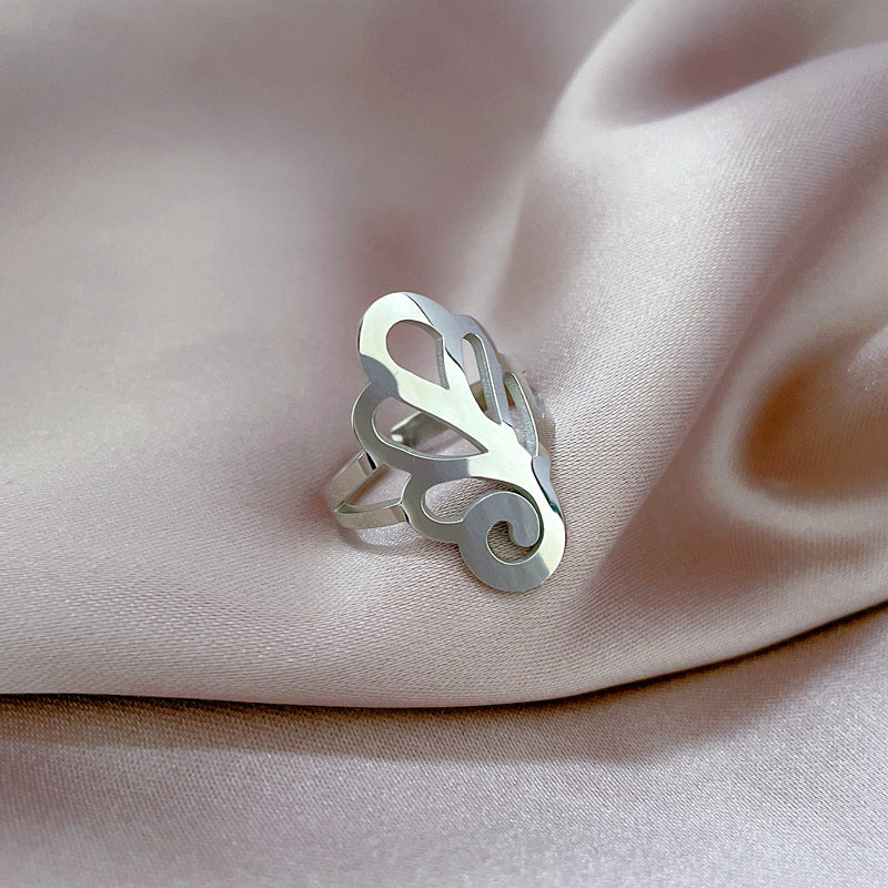 Anello Minimalista in Acciaio al Titanio a Forma di Corona per Uomo e Donna, Finitura Lucida, Anello per Dito Indice alla Moda