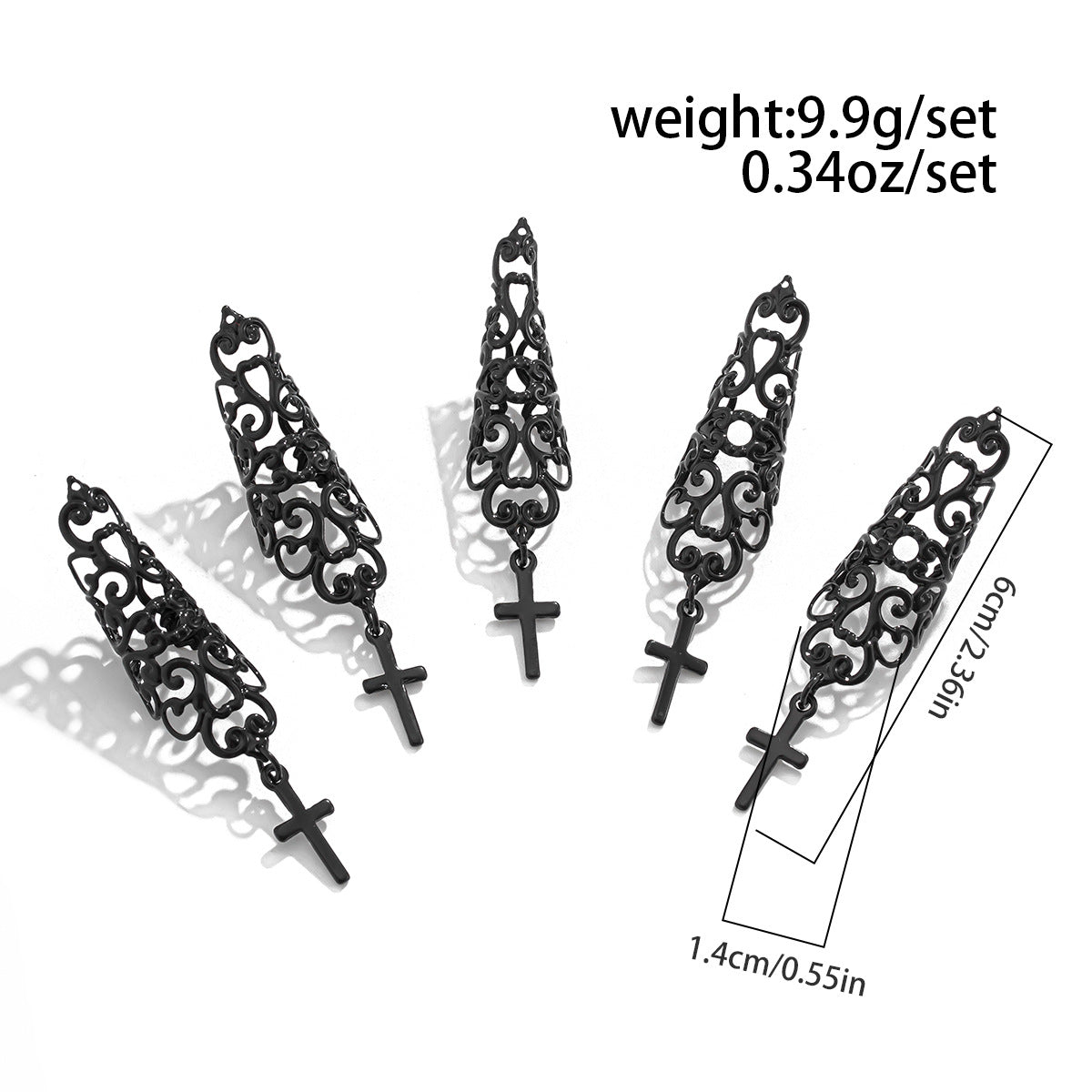 Anello geometrico a corona vuota vintage punk da donna in lega placcata con catena e motivo a rete asimmetrico
