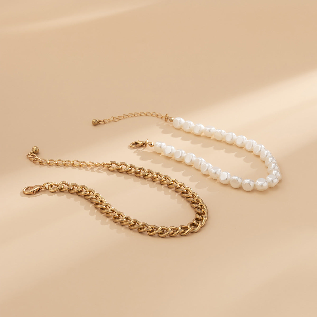 Casual Geometric Resin Beaded Double Layer Anklet for Women