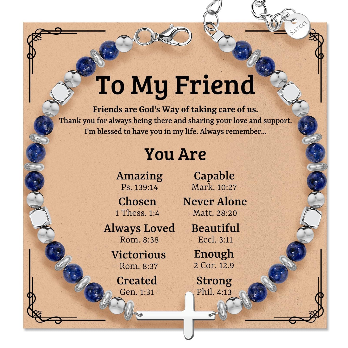 Minimalist Geometric Cross Lapis Lazuli Stainless Steel Adjustable Bracelet with Lobster Clasp