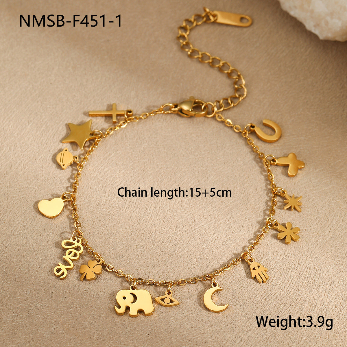 Fashionable Geometric Stainless Steel Bracelet with 18K Gold Plating for Women
