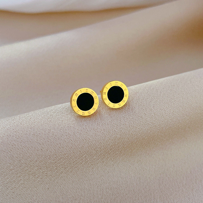 Minimalist Sweet Geometric Titanium Steel Plated Stud Earrings