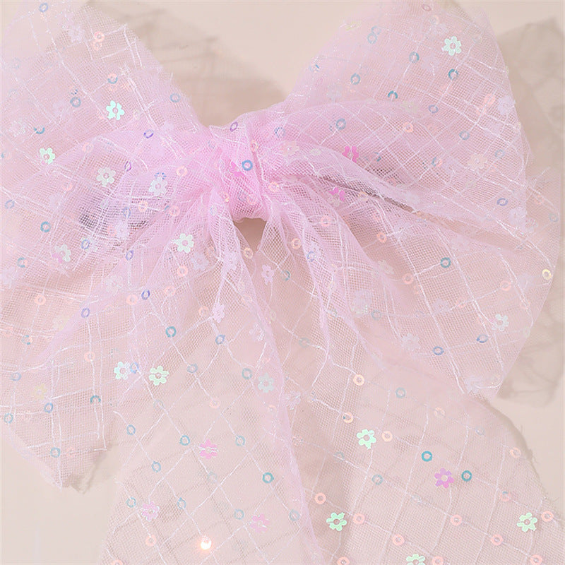 Fermaglio per Capelli a Farfalla Stile Naturale per Bambine con Rete in Tulle e Dettaglio Arricciato, Accessorio per Capelli con Molletta a Scatto