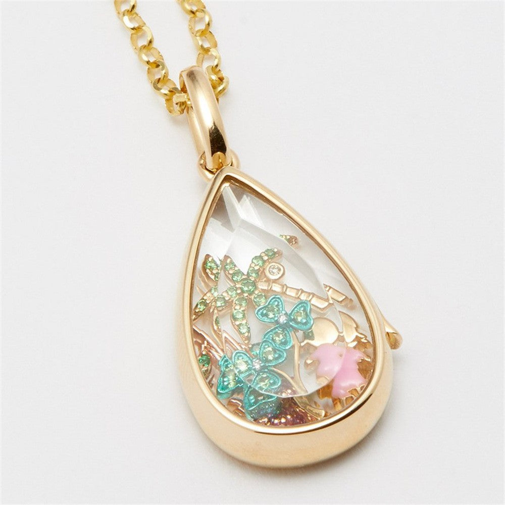 Cute Heart Teardrop Geometric Brass Plated Pendant Necklace for Women