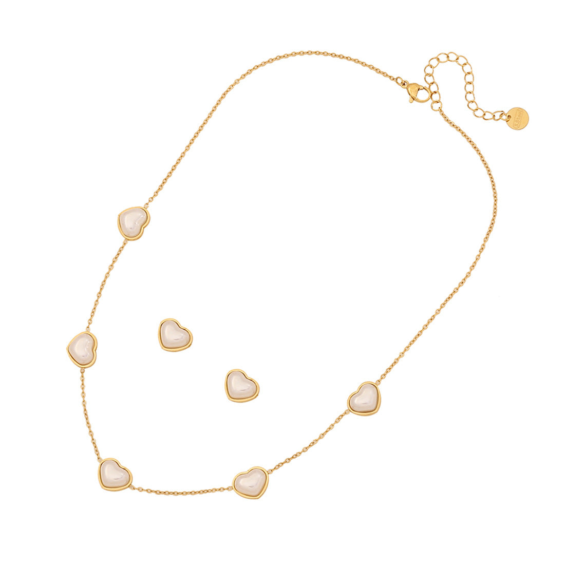 Collana con ciondolo in acciaio inossidabile a forma di cuore e floreale in stile OL alla moda, con finitura placcata e catena a O