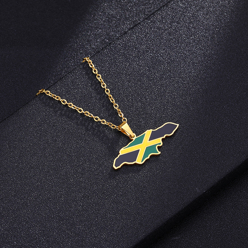 Collana con ciondolo in acciaio inossidabile smaltato, motivo etnico geometrico, per uomo e donna, con catena a maglie tonde