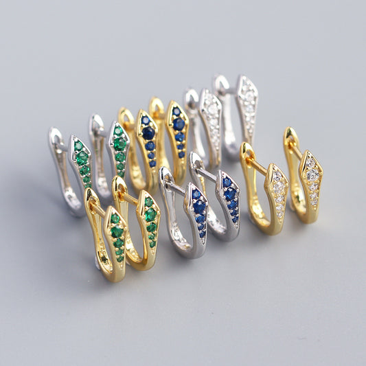 Orecchini S925 in Argento Sterling con Inlay di Strass a U, Polsini per Orecchie, Moda Casual Minimalista YHE0293