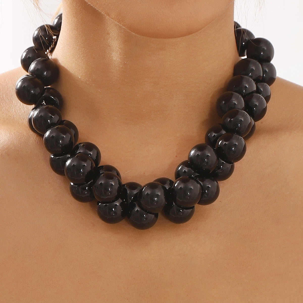 Elegante gargantilla barroca geométrica de perlas de imitación para mujer con longitud ajustable