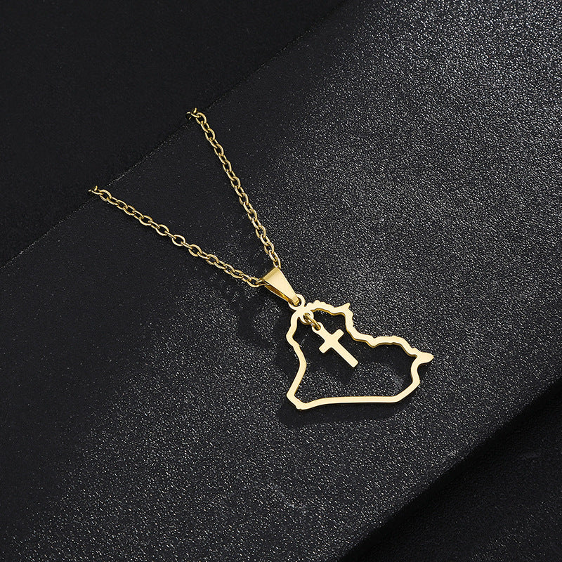 Collana con ciondolo geometrico di moda in acciaio inossidabile con charm in acciaio al titanio e finitura placcata, unisex