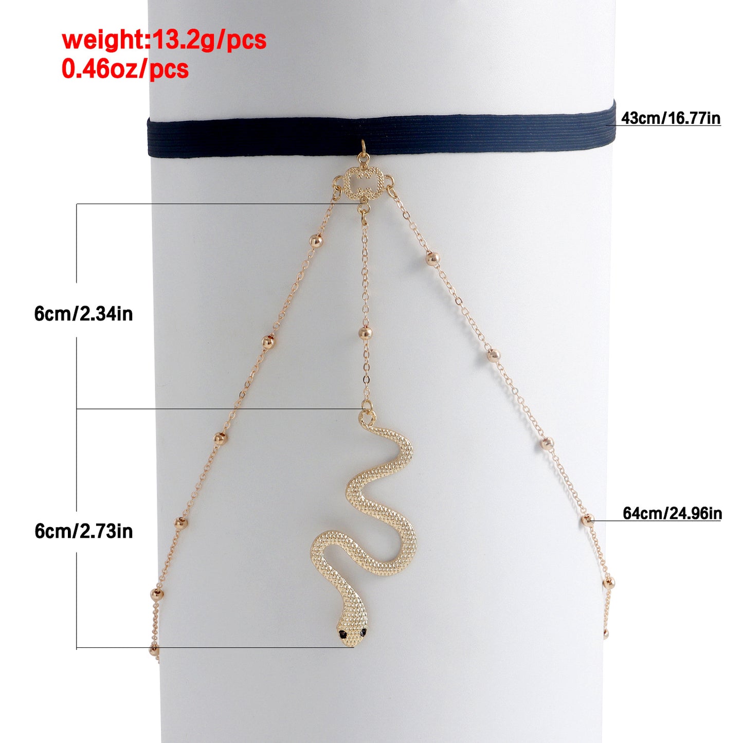 Punk Style Snake Pendant Elastic Beaded Thigh Chain for Women