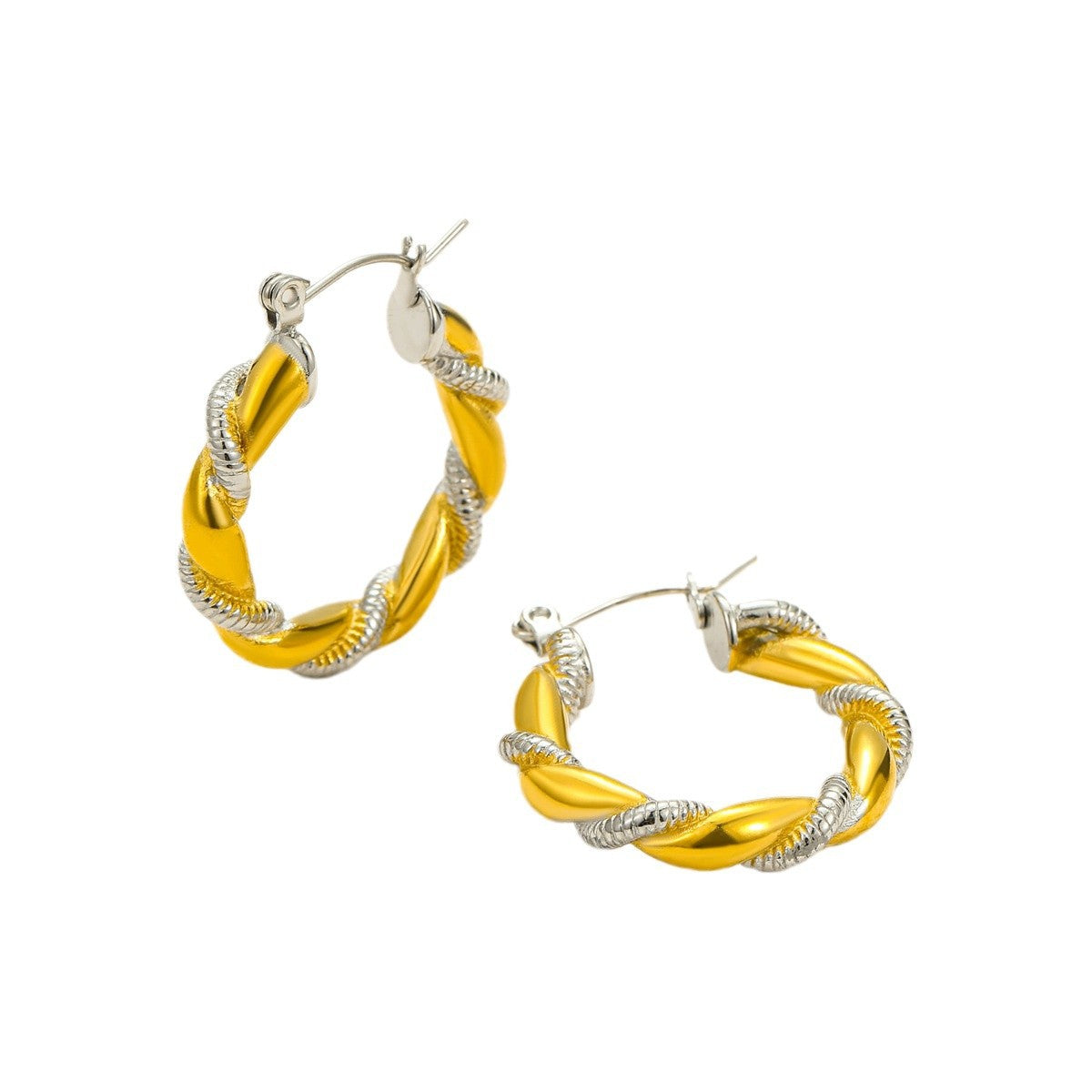 Orecchini a perno da donna in acciaio inossidabile placcato oro 18 carati con design geometrico minimalista a forma di C