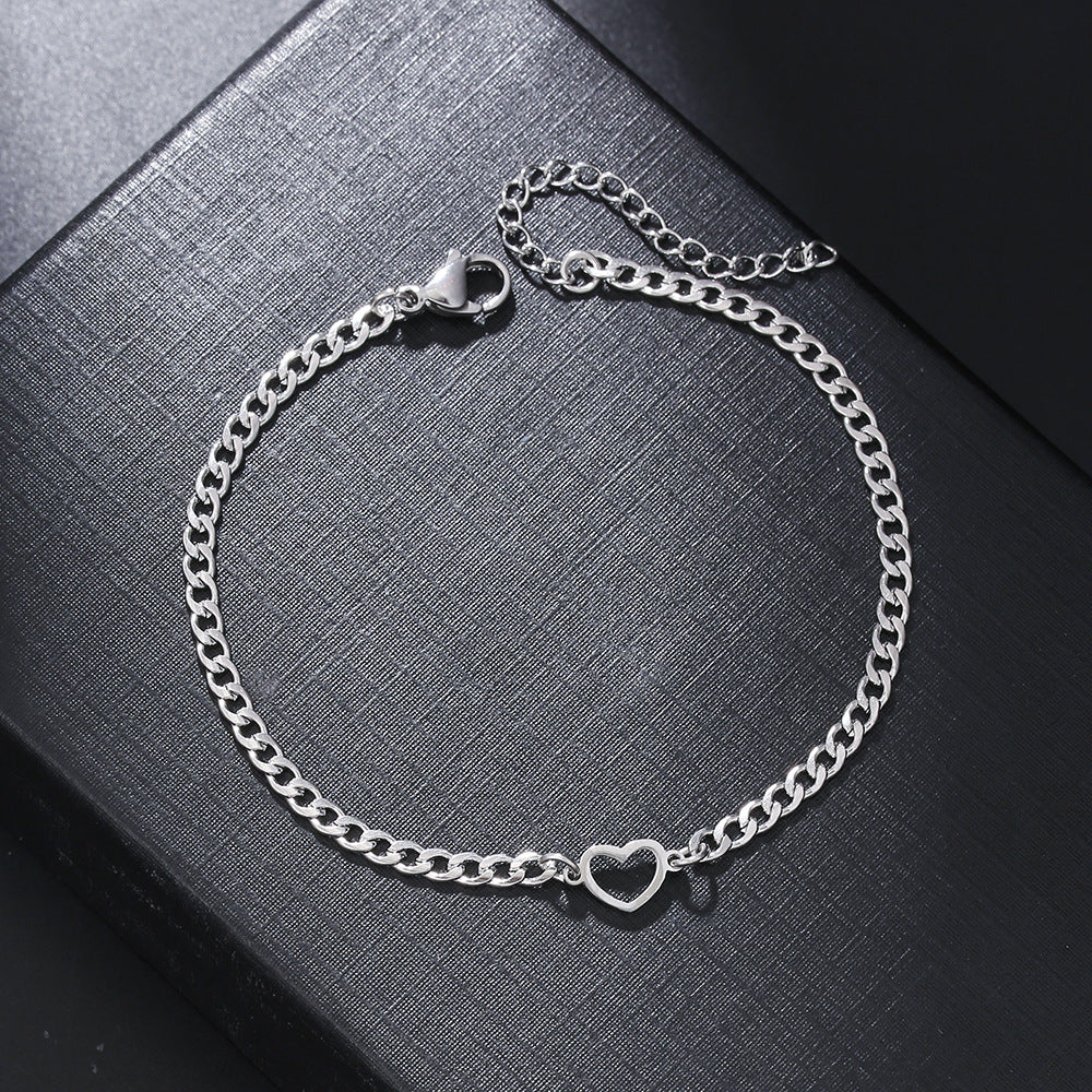 Hip-hop Geometric Triangle Cross Heart Stainless Steel Cable Chain Bracelet Unisex