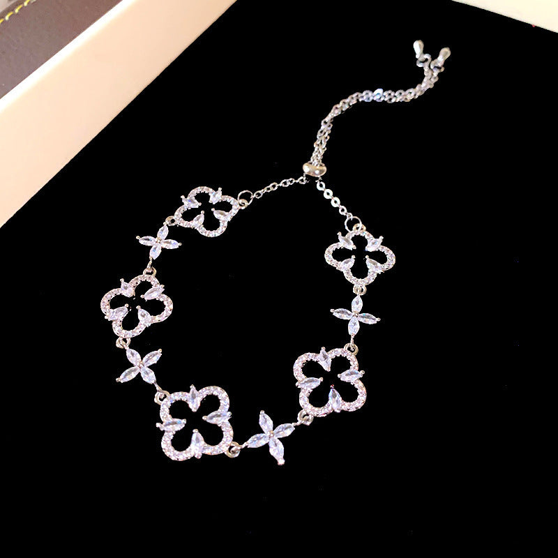 Luxury Elegant Geometric Alloy Plated Bracelet with Cubic Zirconia for Women