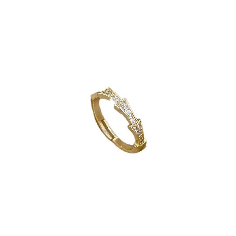 Anillo Ajustable Kawaii en Forma de Corona con Circonitas, de Latón con Acabado Chapado