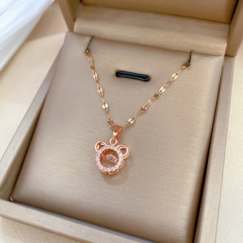 Collana con ciondolo a luna geometrica minimalista da donna e da uomo Catena in acciaio inossidabile con charm in rame