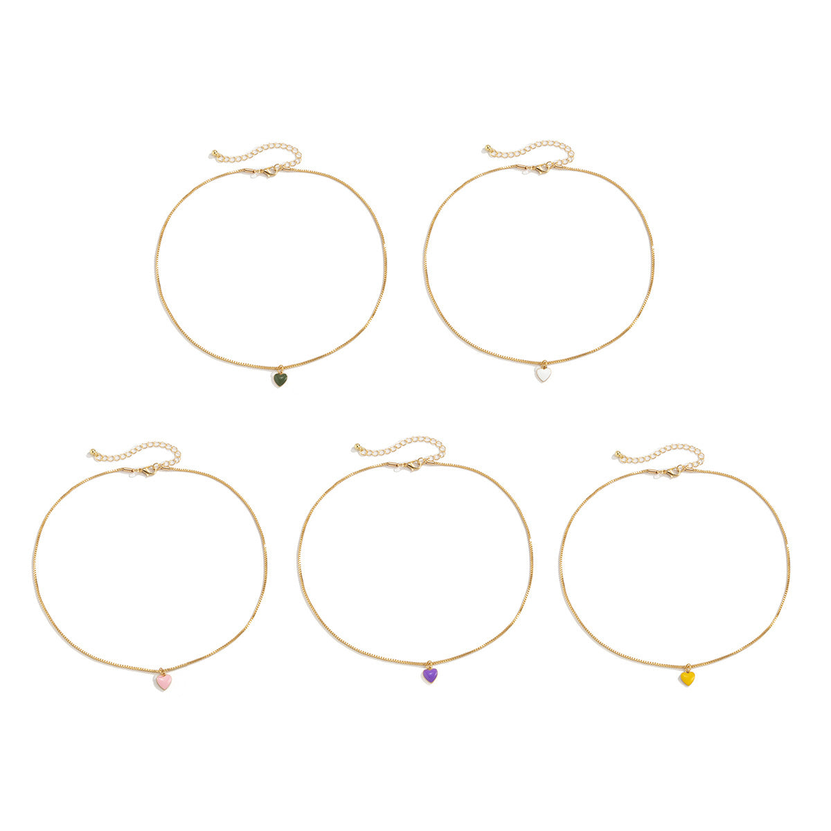 Collana con ciondolo geometrico a forma di cuore vintage, con catena in metallo galvanizzato e dettagli in perle sintetiche, da donna