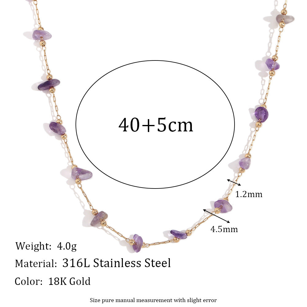 Collana Pendente Geometrica Minimalista da Donna in Acciaio Inossidabile con Placcatura in Oro 18K e Intarsio in Pietra Naturale