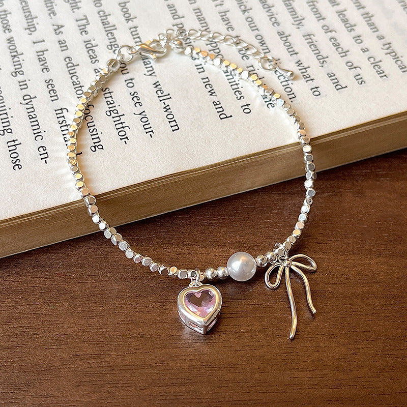 Vintage Luxury Geometric Cubic Zirconia Inlaid Pearl Bracelet for Women