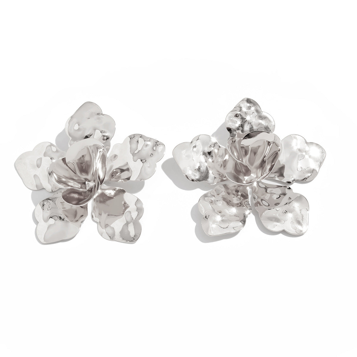 Exaggerated Drip Oil Plated Iron Floral Earrings for Women
