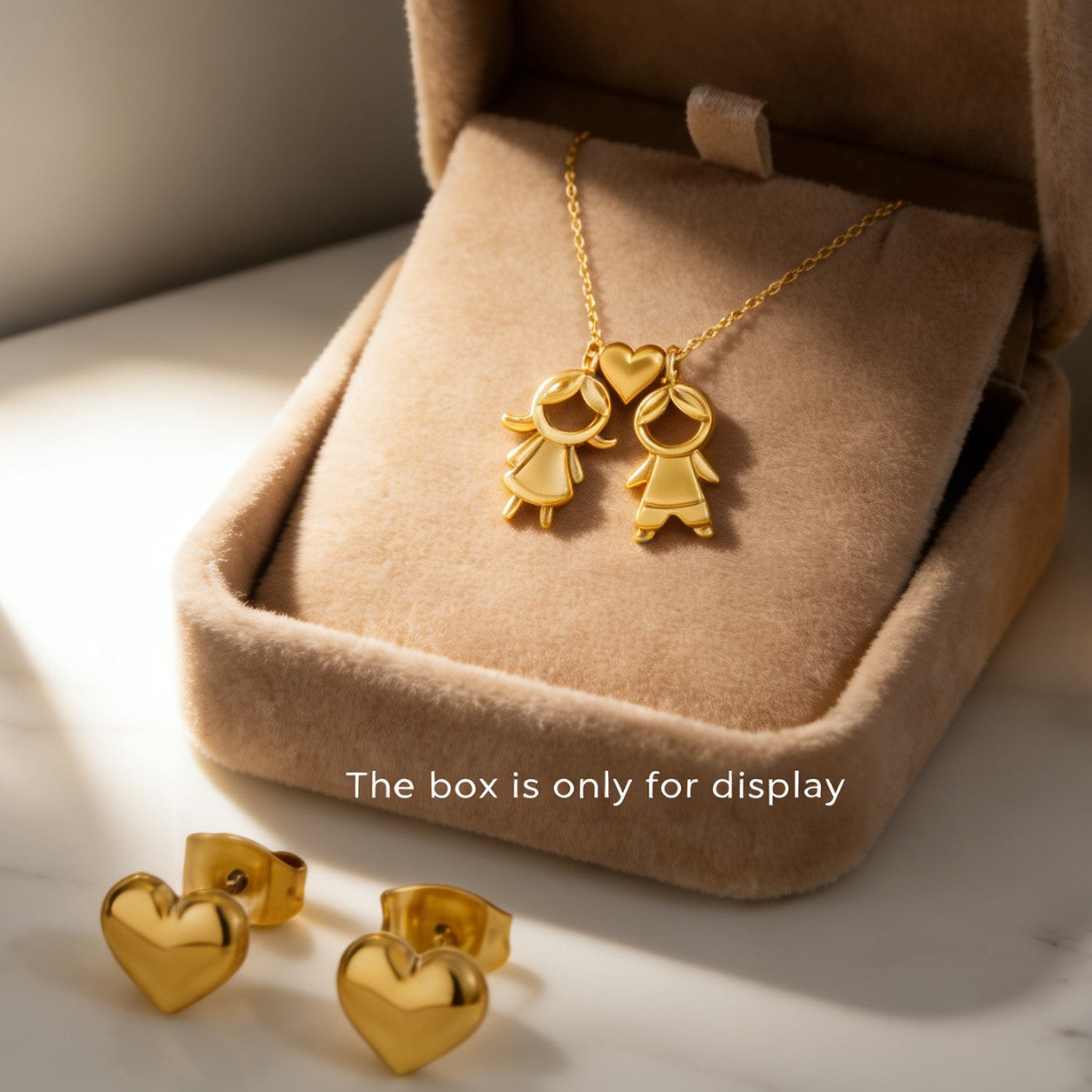 Elegant Heart Teardrop Stainless Steel Plated Titanium Steel Pendant Necklace and Earring Set with Curb Chain for Unisex