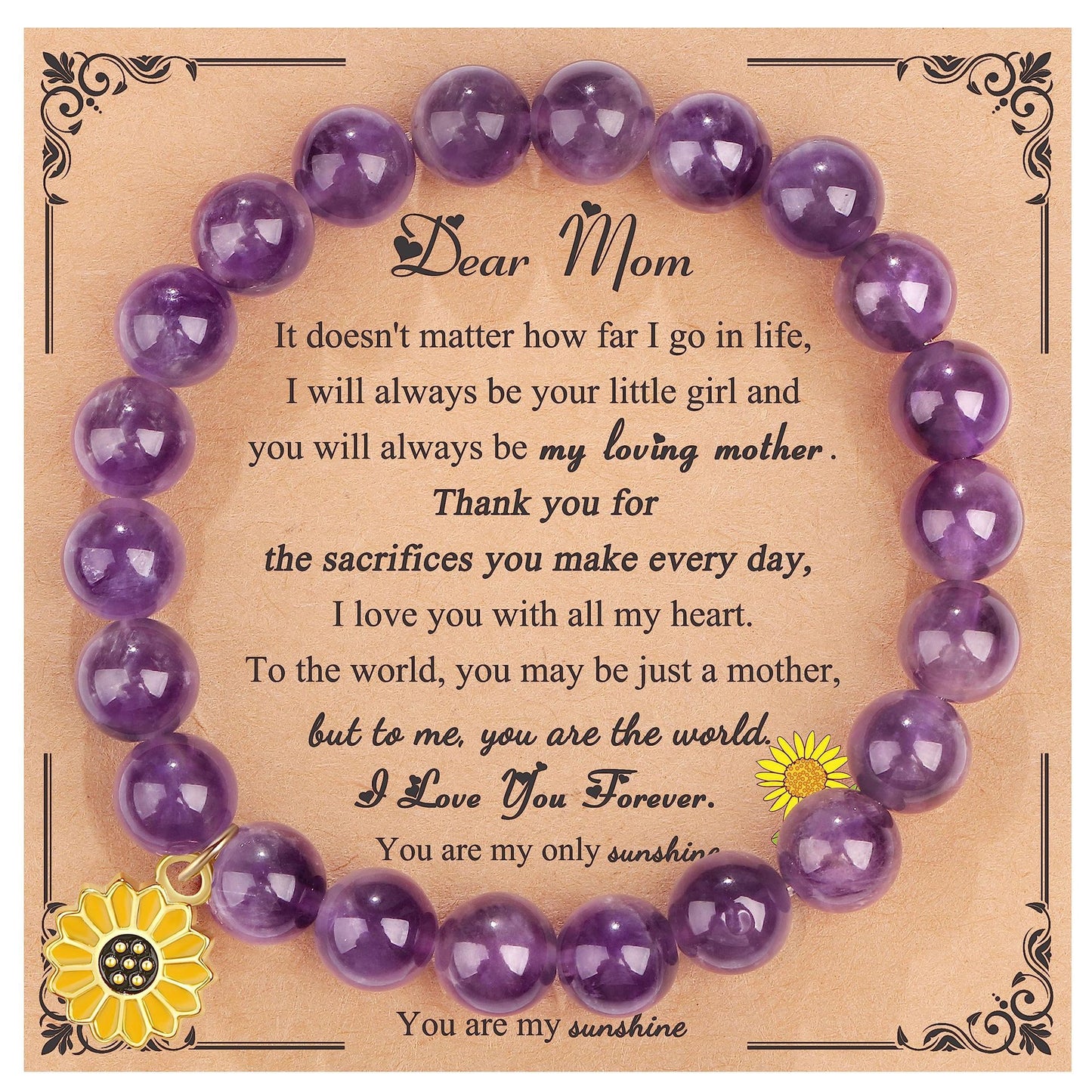 Sweet Floral Sunflower Gemstone Charm Bracelet for Women