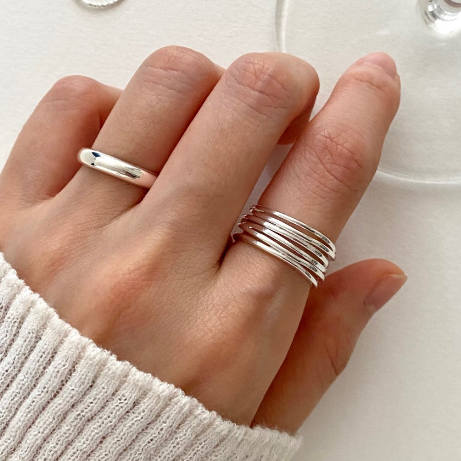Minimalist 925 Sterling Silver Geometric Heart Ring for Women