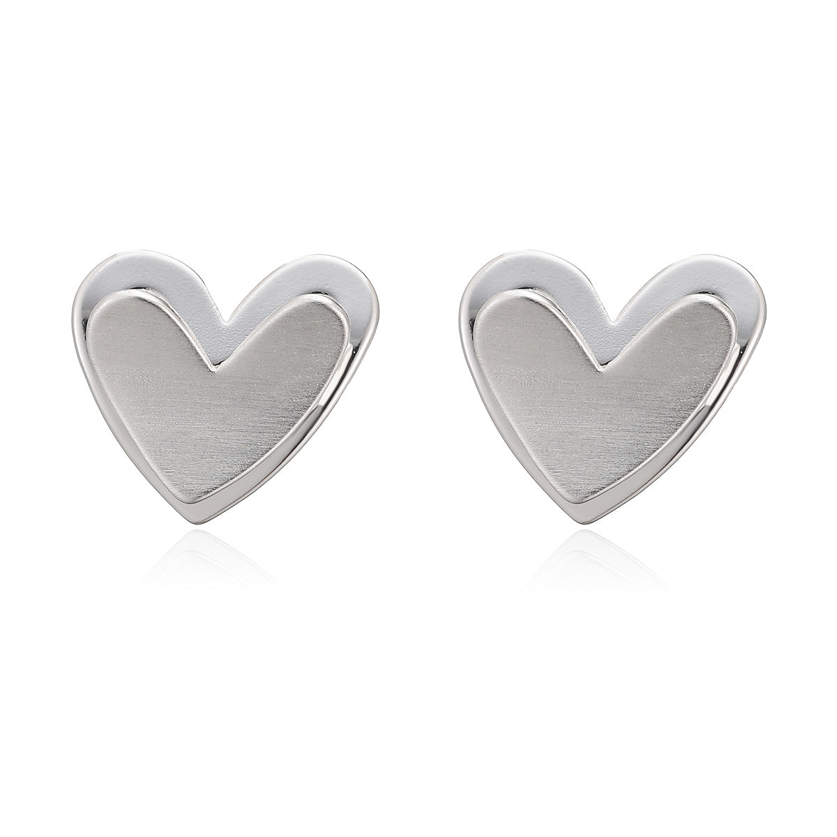Minimalist Luxury 18K Gold Plated Brushed Brass Heart Earrings for Women