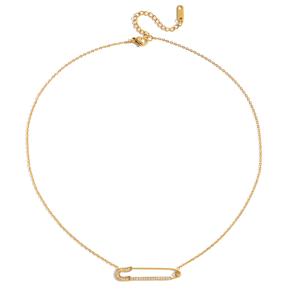 Collar minimalista de titanio con forma de clip de papel, chapado al vacío para mujer, cadena de clavícula de acero inoxidable hipoalergénico