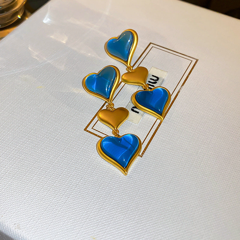 Vintage-Style Geometric Drop Earrings with Rhinestone Inlay in Plated Copper and Stainless Steel Posts for Women