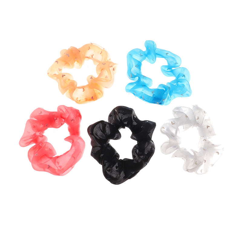 Elastico per Capelli in Pizzo Geometrico Fatto a Mano per Bambini con Stampa a Cuori e Motivo a Farfalla in Tinta Unita