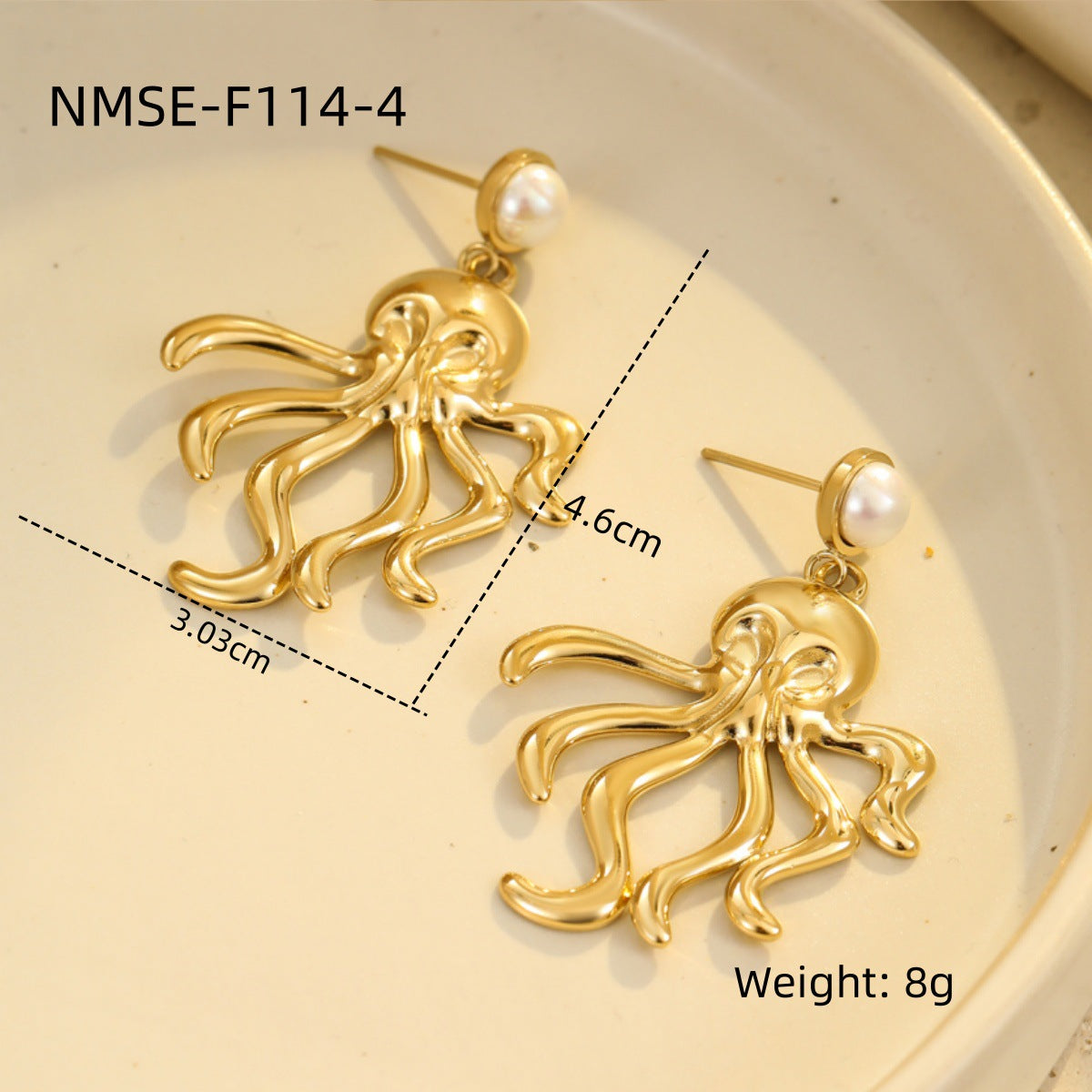 Pendientes de acero inoxidable de moda con forma de estrella de mar y coral con acabado chapado para mujer