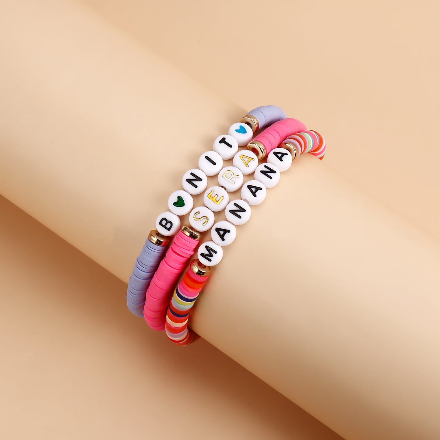 Pulsera de Cuerda Bañada Estilo INS Geométrica con Letras y Dijes de Alfabeto Personalizables