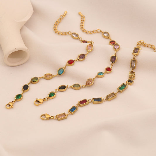 Pulsera de acero inoxidable chapado con forma de gota de agua minimalista a la moda para mujer