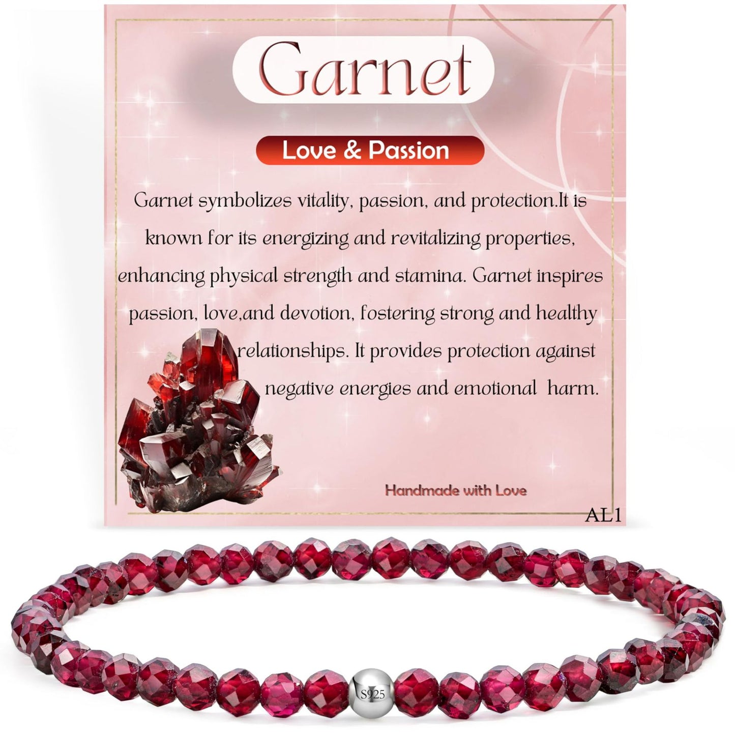 Natural Stone Crystal Beaded Bracelet Geometric Texture Unisex Handmade Jewelry