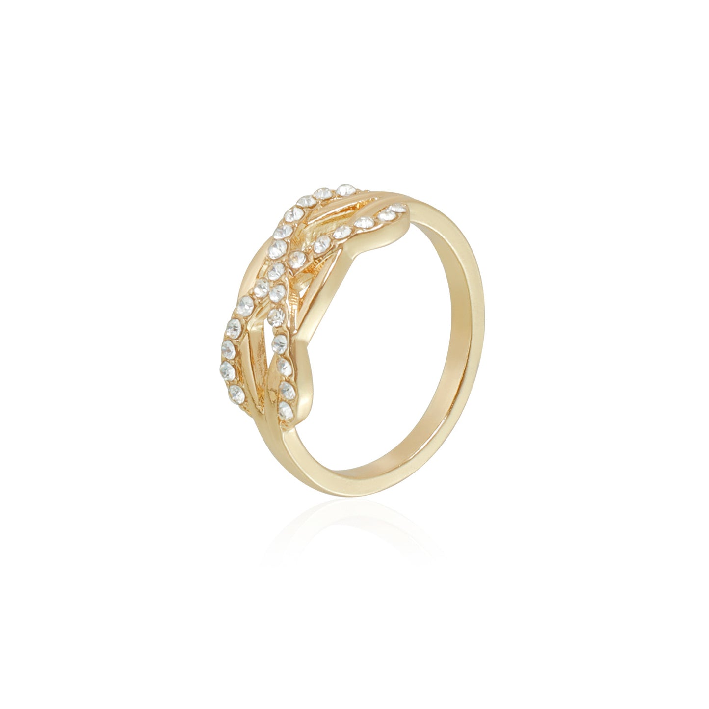 Minimalist Geometric Rhinestone Plated Alloy Adjustable Ring for Women