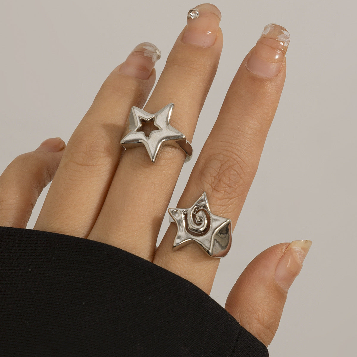 Minimalist Geometric Star Letter Alloy Plated Ring for Women