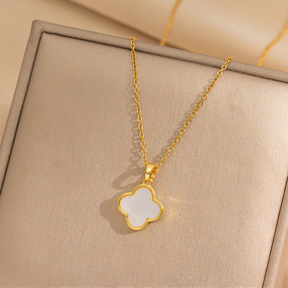 Minimalist Geometric Titanium Steel Necklace for Women with Gold Plating Locket Chain Fashion Accessory