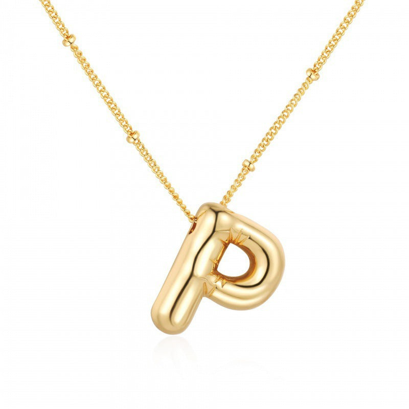 Gold Plated Brass Letter Pendant Necklace for Women