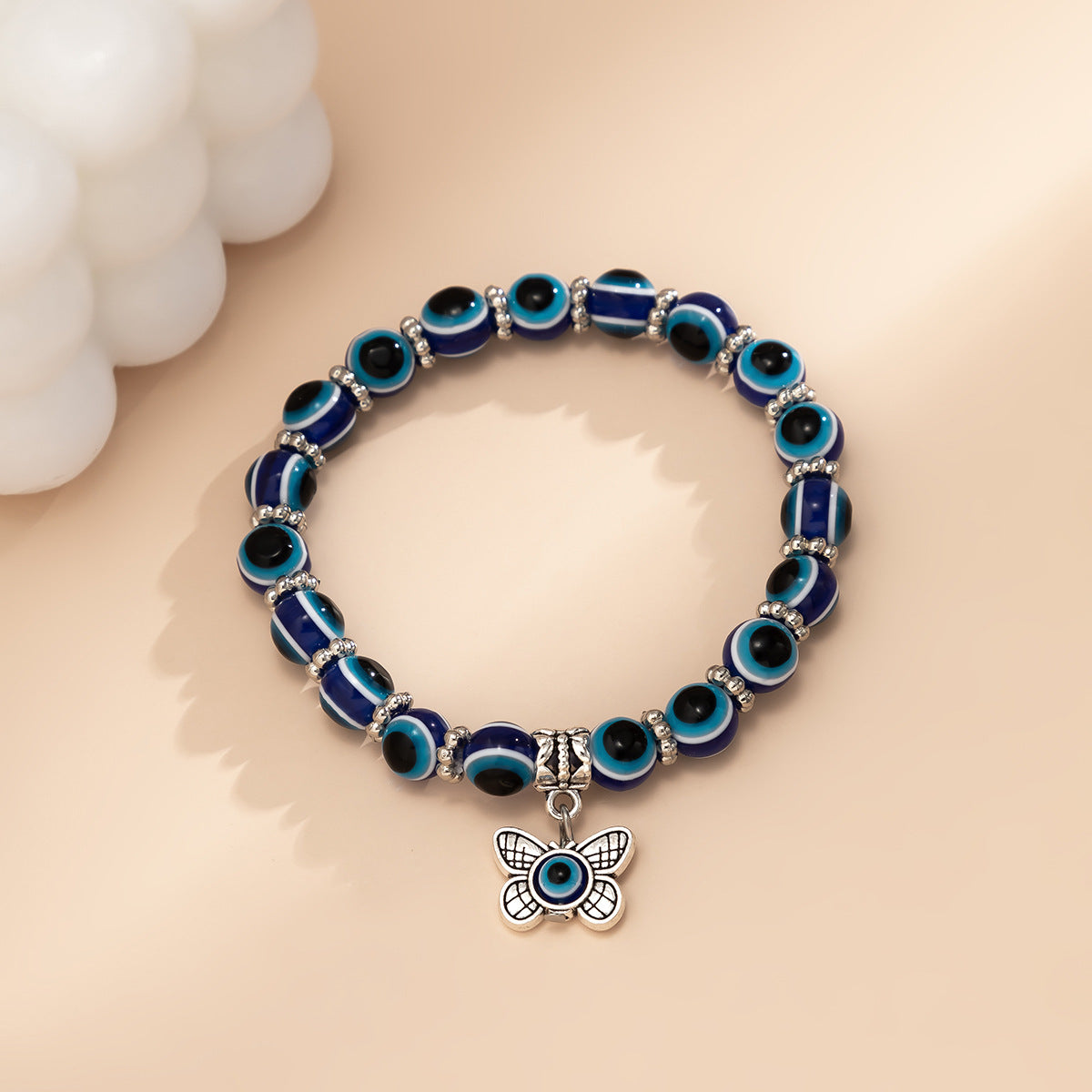 Minimalist Ethnic Acrylic Butterfly Evil Eye Beaded Bracelet for Women