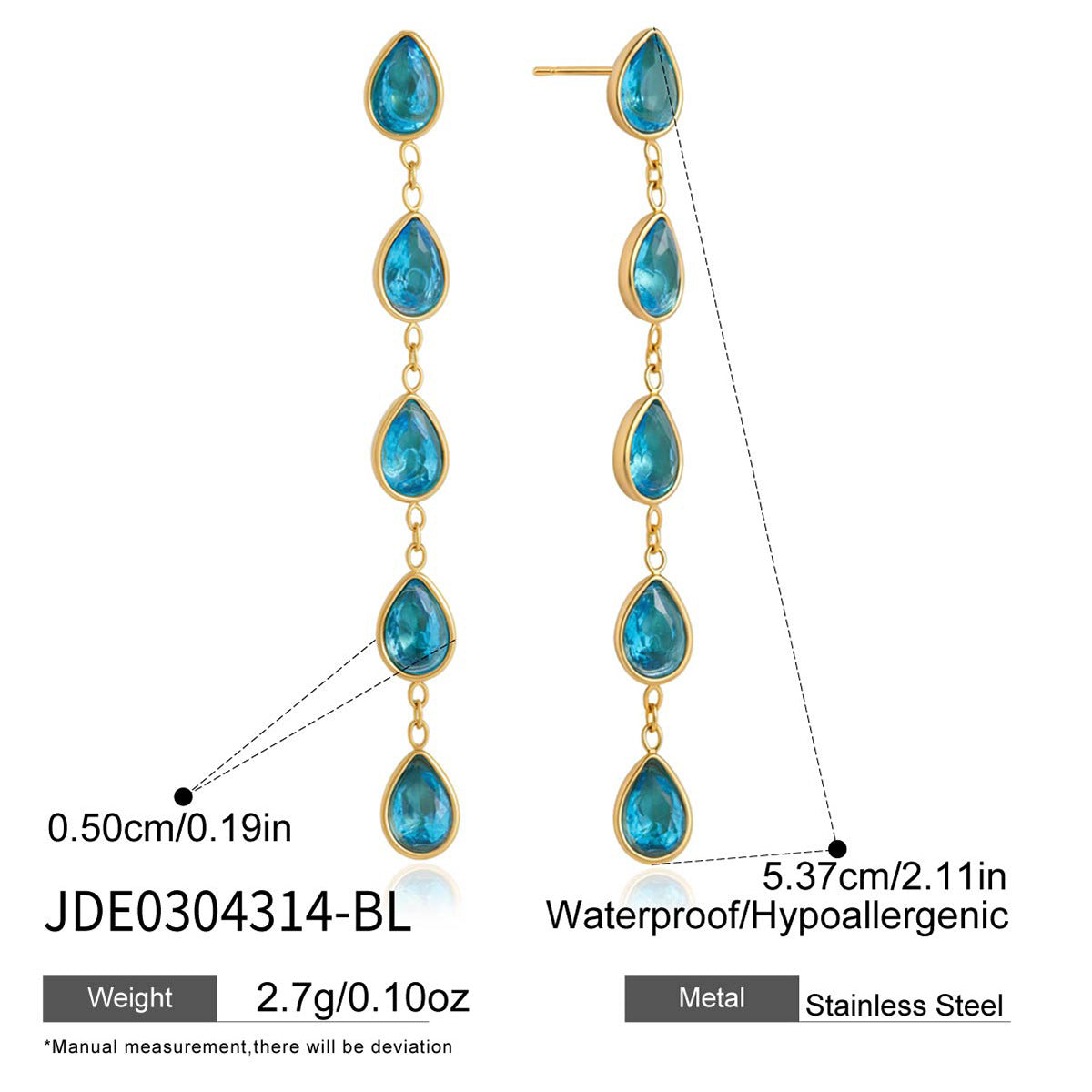 Elegant Geometric Stainless Steel Plated Cubic Zirconia Tassel Earrings for Women