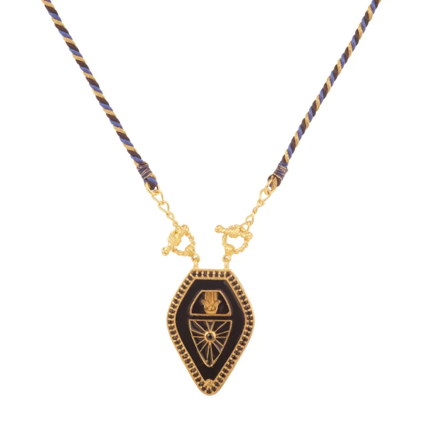 Collana Pendente Tarocchi Geometrica Vintage con Intarsio di Strass e Catena in Rame Placcato Oro