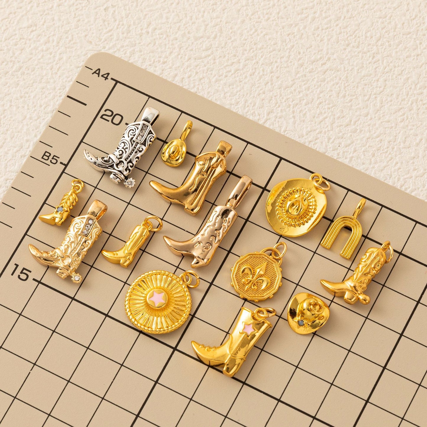 Casual Brass Plated Cubic Zirconia U-Shaped Pendant DIY Necklace Charm Bar with Corn Chain