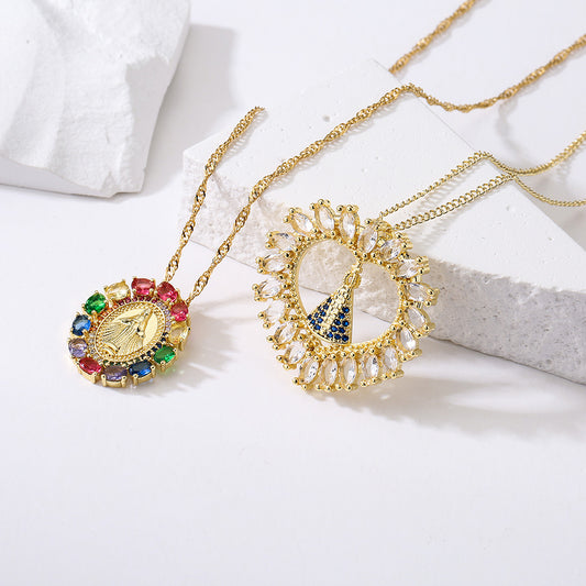 Minimalist Geometric Pendant Necklace for Women with Copper Base Plated in 18K Gold and Micro-Paved Zirconia