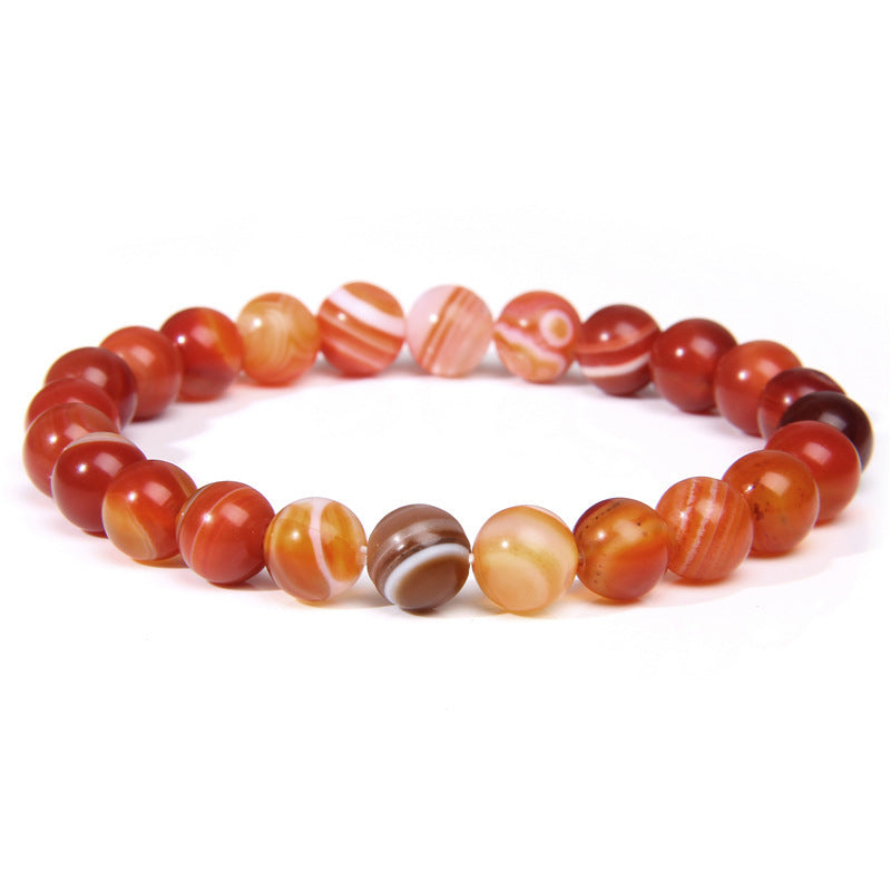 Natural Volcanic Stone and Agate Beaded Bracelet Geometric Round Unisex Fashion Jewelry