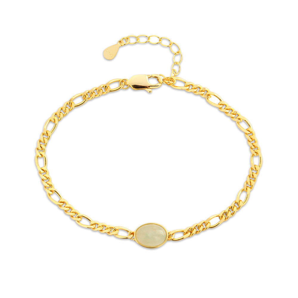 Elegante bracciale da donna placcato in agata ovale geometrica in argento sterling 925