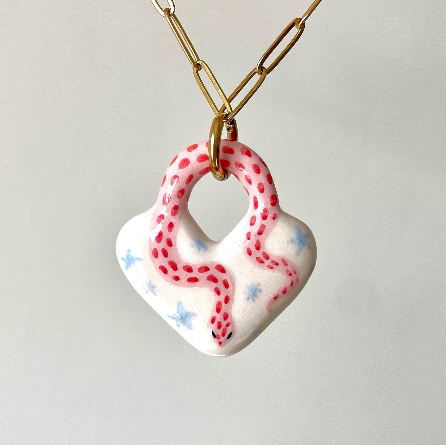 Colorful Plated Stainless Steel Necklace with Heart Star and Floral Charms
