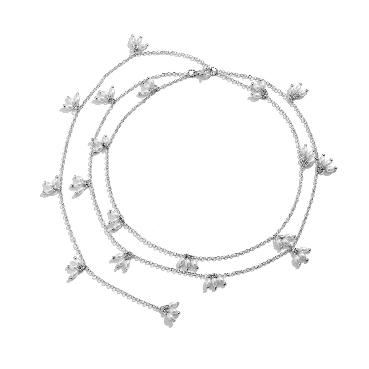 Minimalist Elegant Geometric Alloy Plated Double Layer Pearl Necklace for Women
