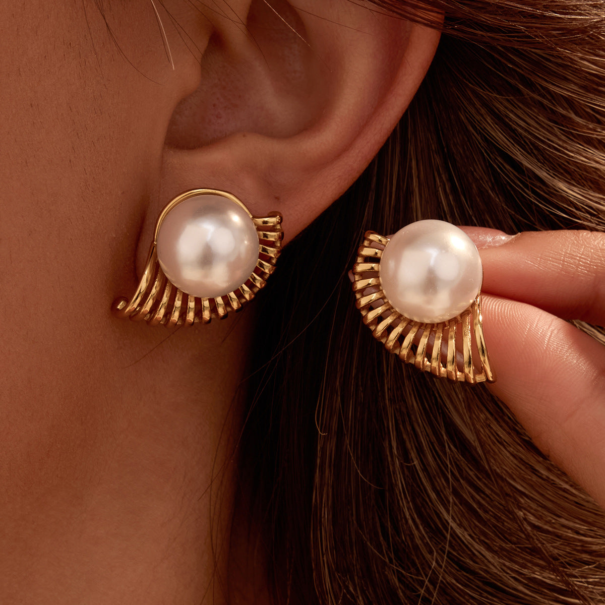 Pendientes de Acero Inoxidable Geométricos de Moda con Acabado Chapado para Mujer